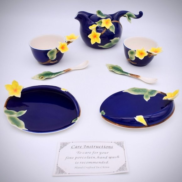 Sorelle Dining Sorelle Fine Porcelain Cobalt Blue Tea Set Jasmine